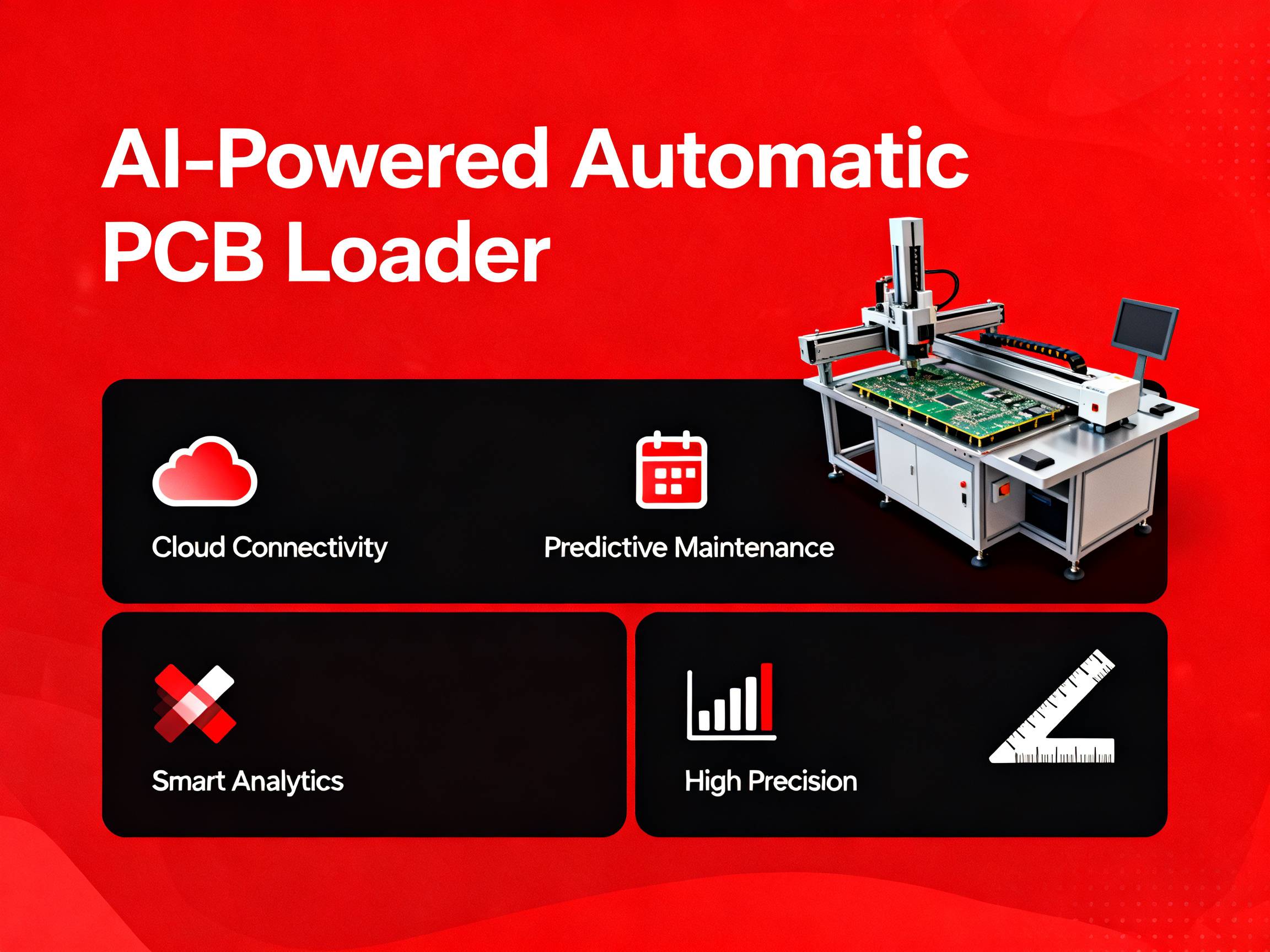Mastering Automatic PCB Loaders: Setup, Integration, and Optimization for Your SMT Line3 - S&M Co.Ltd AI-powered PCB loader with cloud connectivity.