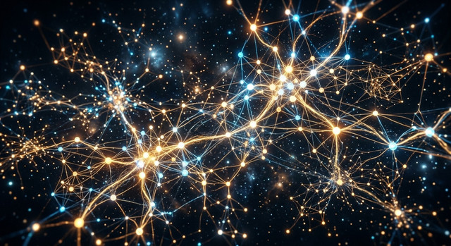 An abstract image of interconnected glowing nodes representing scalability and reliability in a network