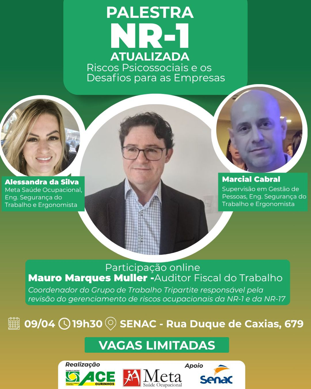 ACE promove palestra sobre atualização da NR-1 e impactos dos riscos psicossociais nas empresas