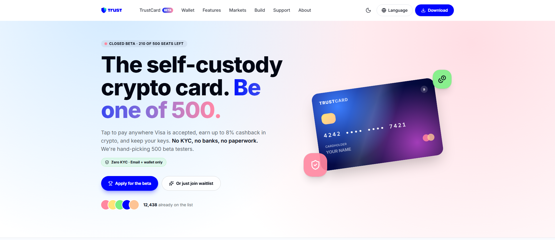 Forensic screenshot of gettrustcard.com showing the phishing page layout