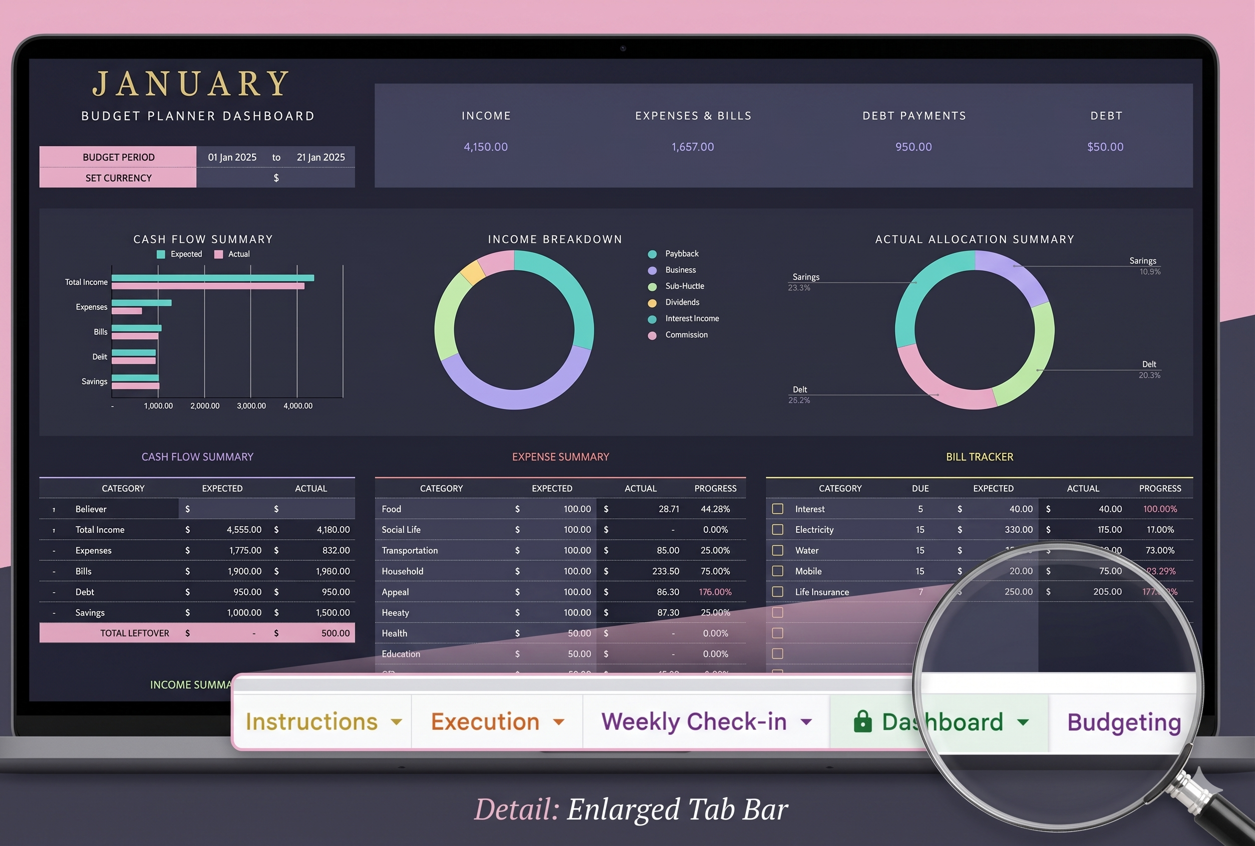 Smart Budgeting Template - Your Money At a Glance