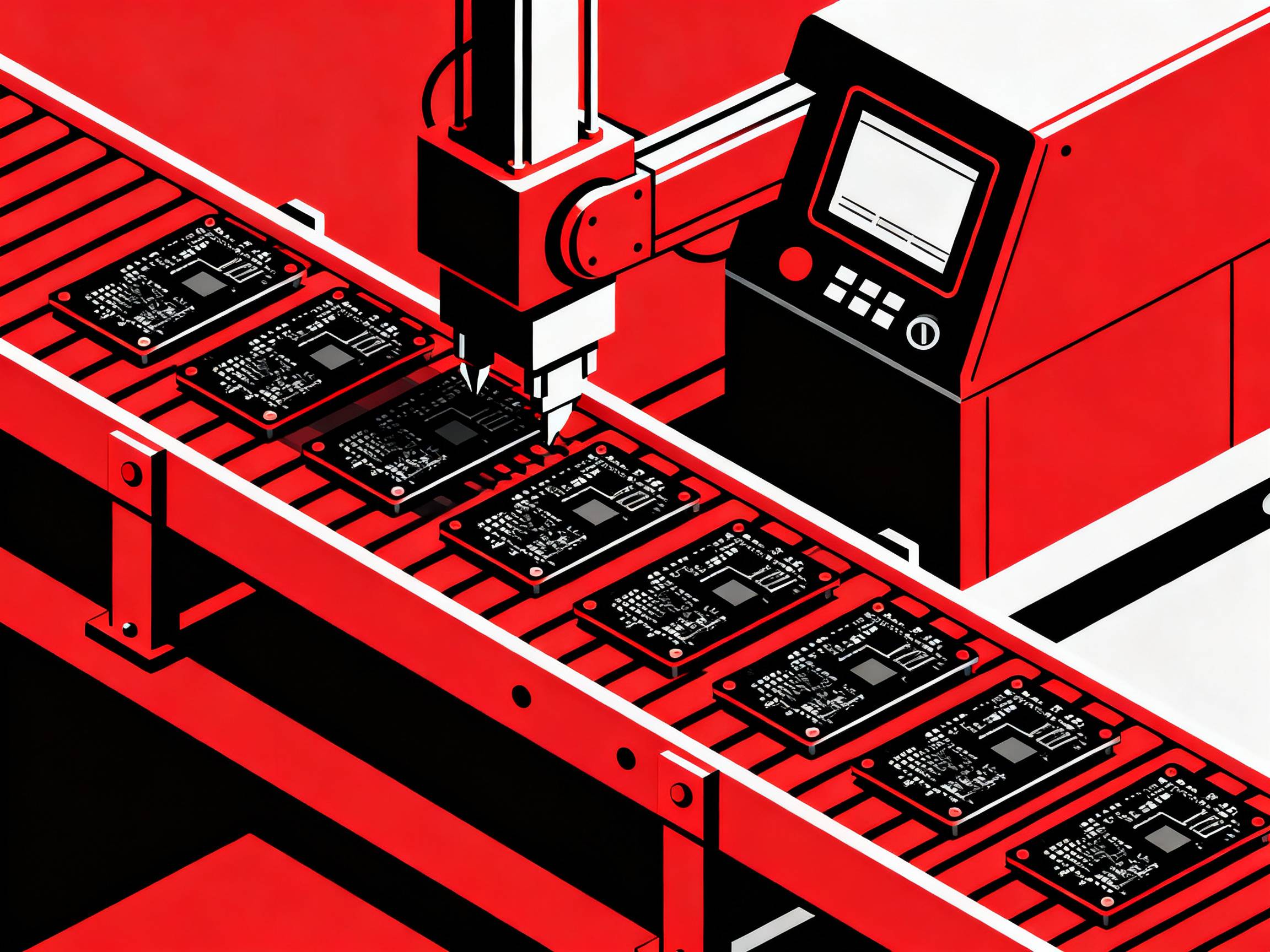 Automatic PCB Loaders: Streamlining SMT Assembly Lines with Efficiency - S&M Co.Ltd Automated PCB loader in production conveyor.