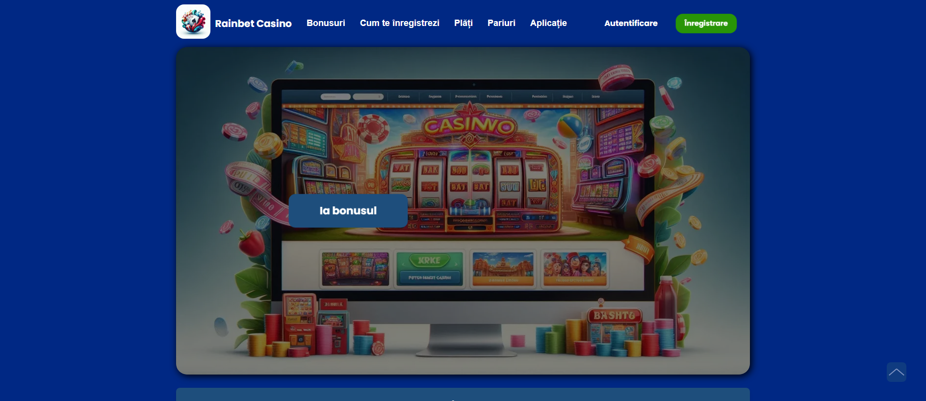 Forensic screenshot of rainbetcasino.ro showing the phishing page layout