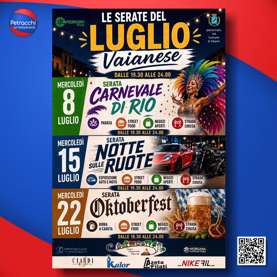 Le serate del luglio vaianese - locandina dell'evento Le serate del luglio vaianese - locandina dell'evento