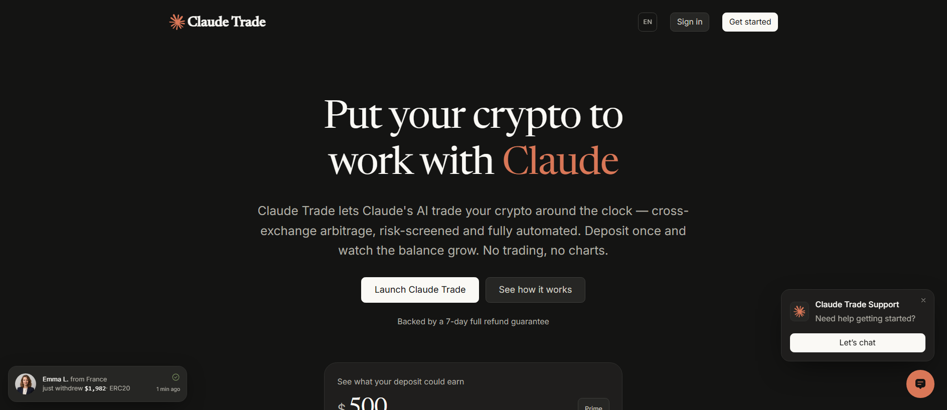 Stored capture of claudetrading.net