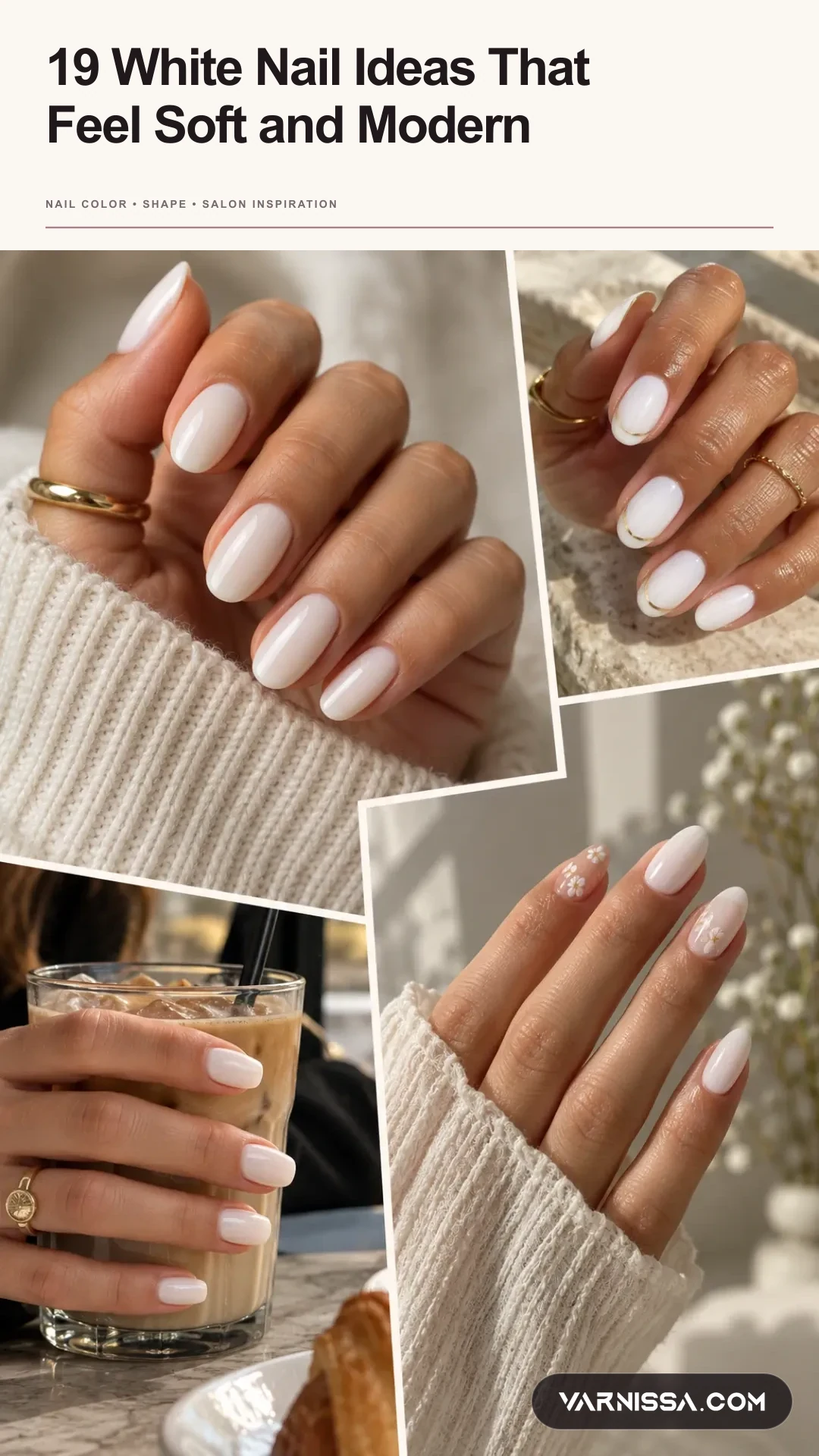 19 White Nail Ideas That Feel Soft and Modern Pinterest pin
