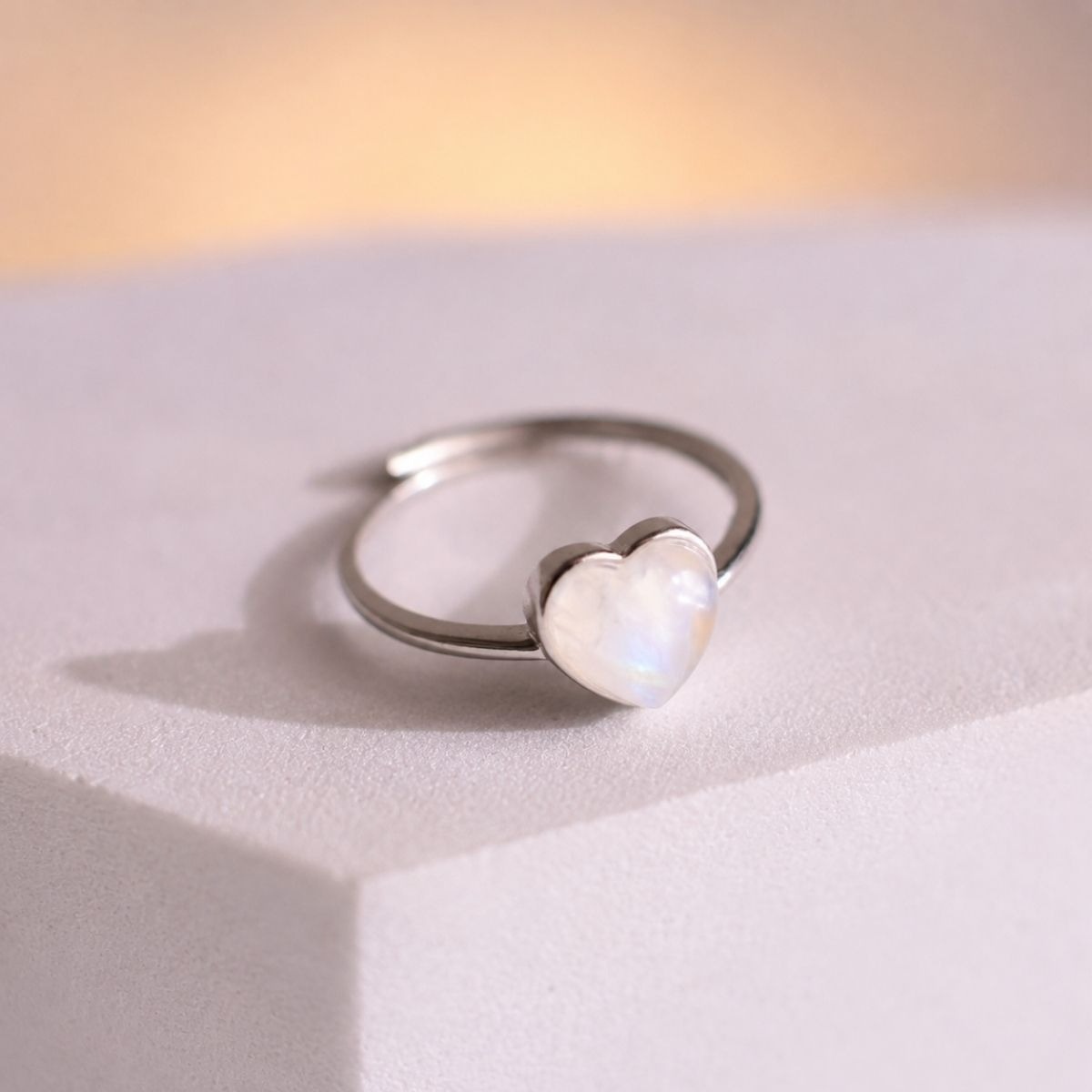 Blue Moonstone Heart Ring Silver thumbnail 3