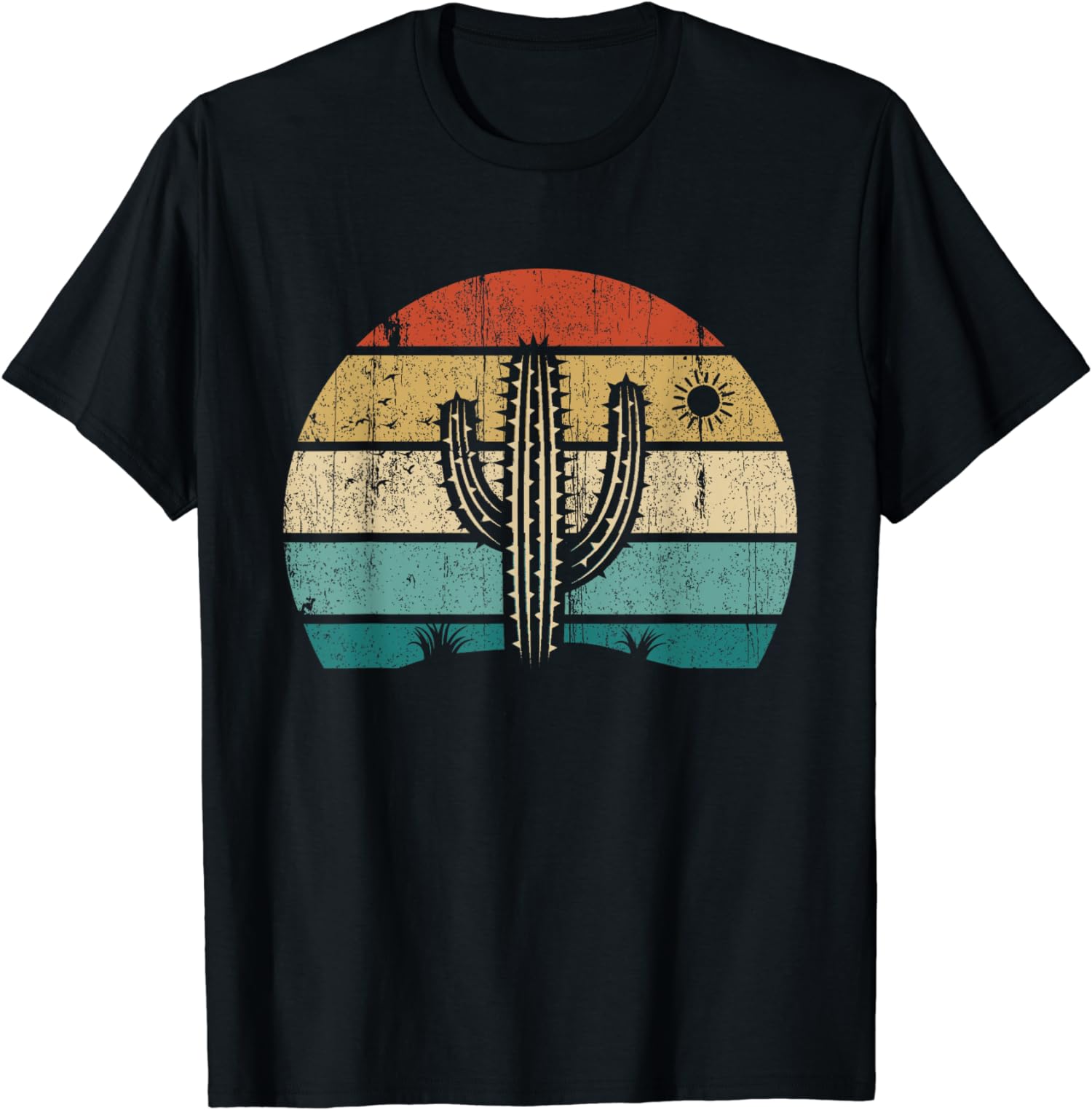 Retro Vintage Saguaro Cactus Sunset Opuntia Cactaceae Unisex T-Shirt