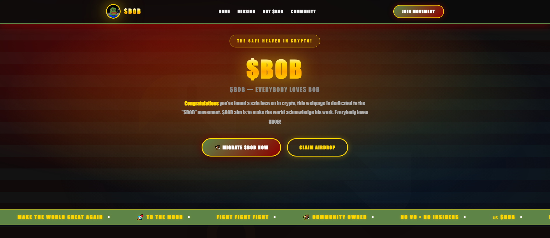 Forensic screenshot of bob-migrations.sbs showing the phishing page layout