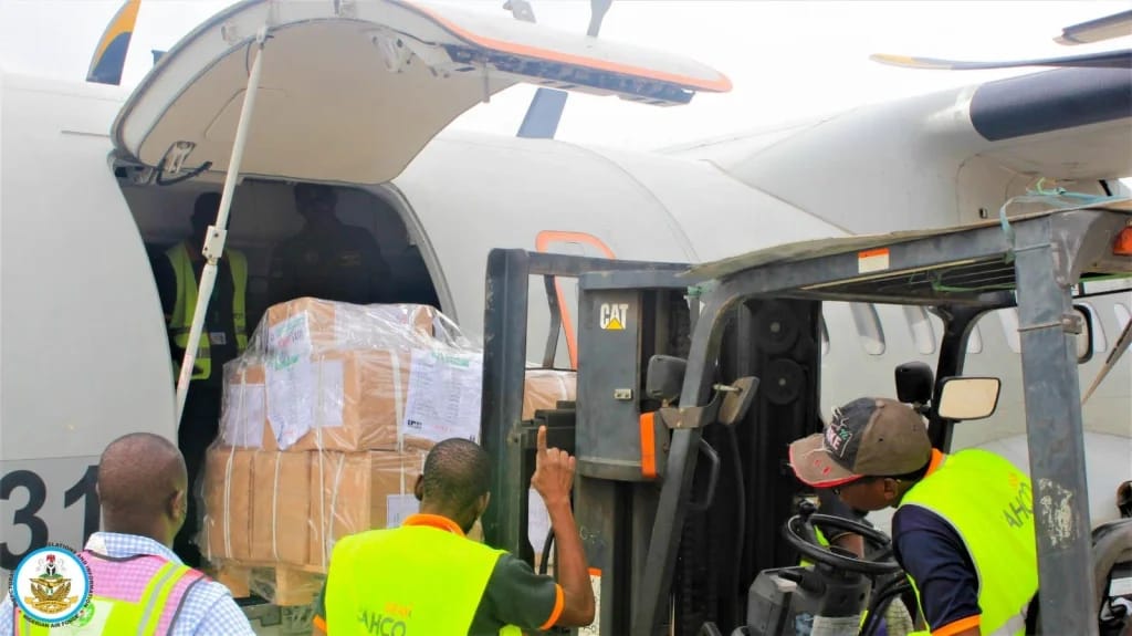 Sensitive electoral materials securely transported by the Nigerian Air Force.