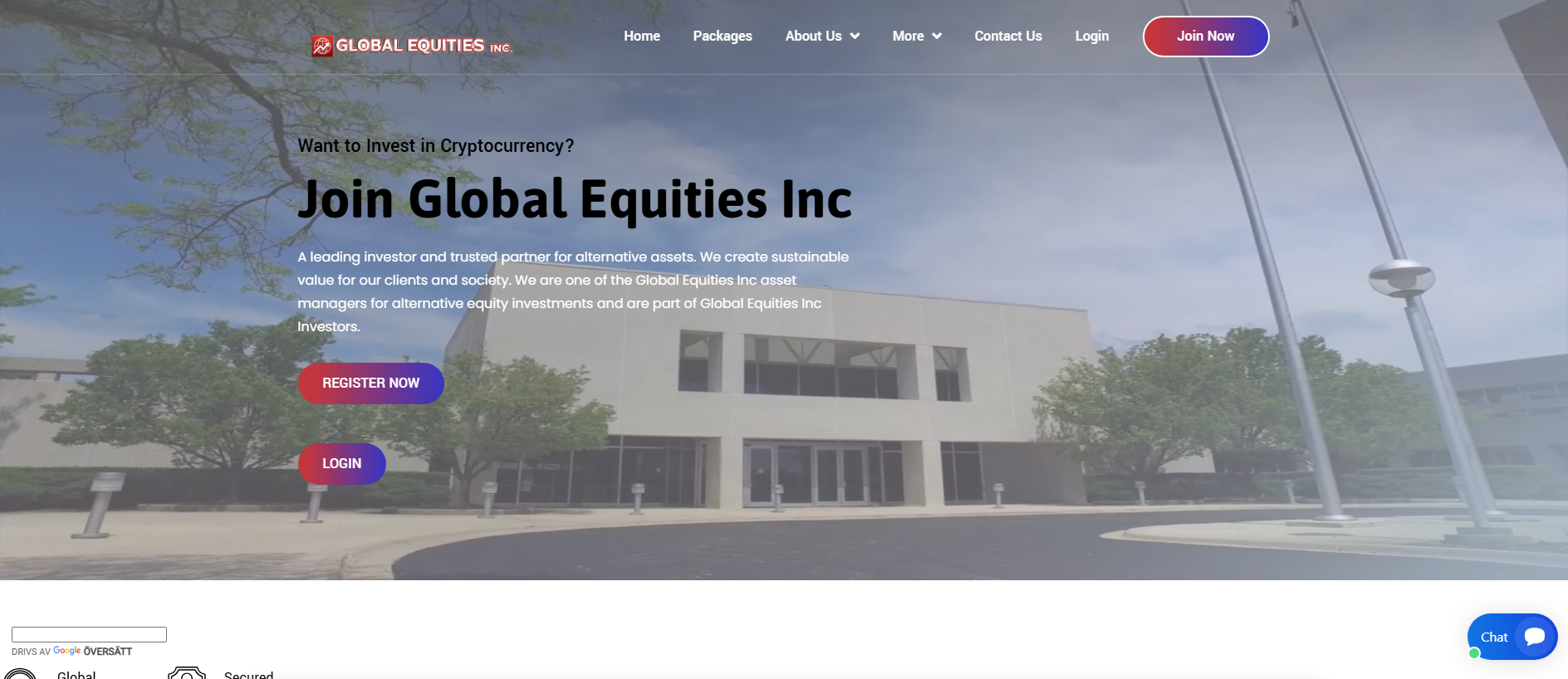 Forensic screenshot of globalequitiesinc.net showing the phishing page layout