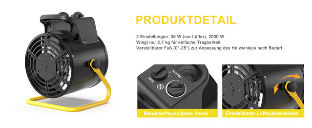 DAHTEC Heizlüfter Produktdetail