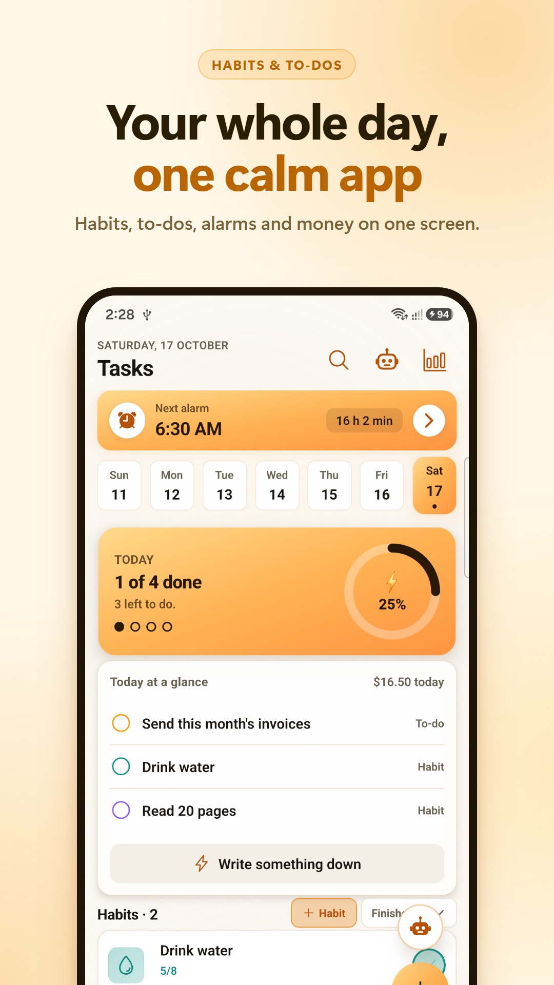 Nept Track tasks screen
