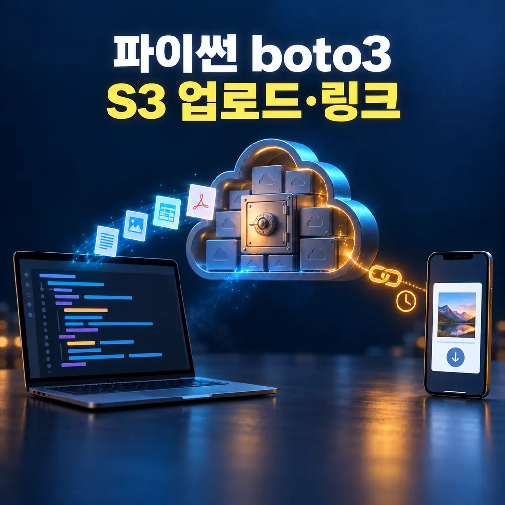 파이썬 boto3로 S3에 파일을 업로드하고 임시 링크를 발급하는 이미지
