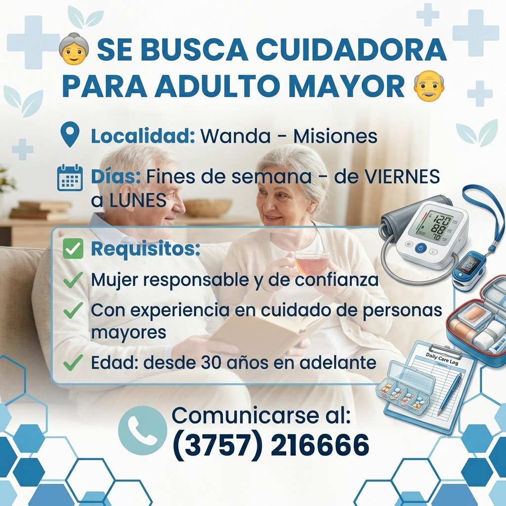Se Busca Cuidadora de Adulto Mayor en Wanda