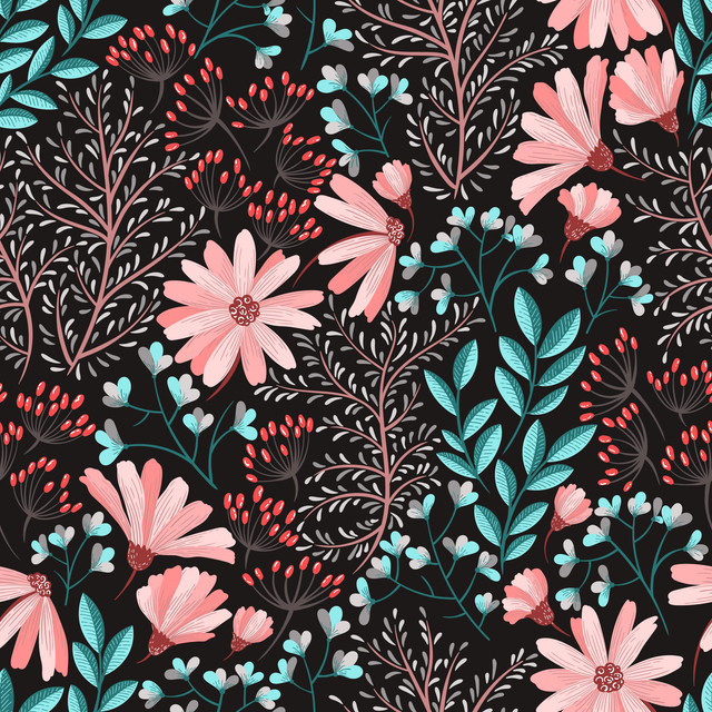 spring-pink-floral-pattern-vector