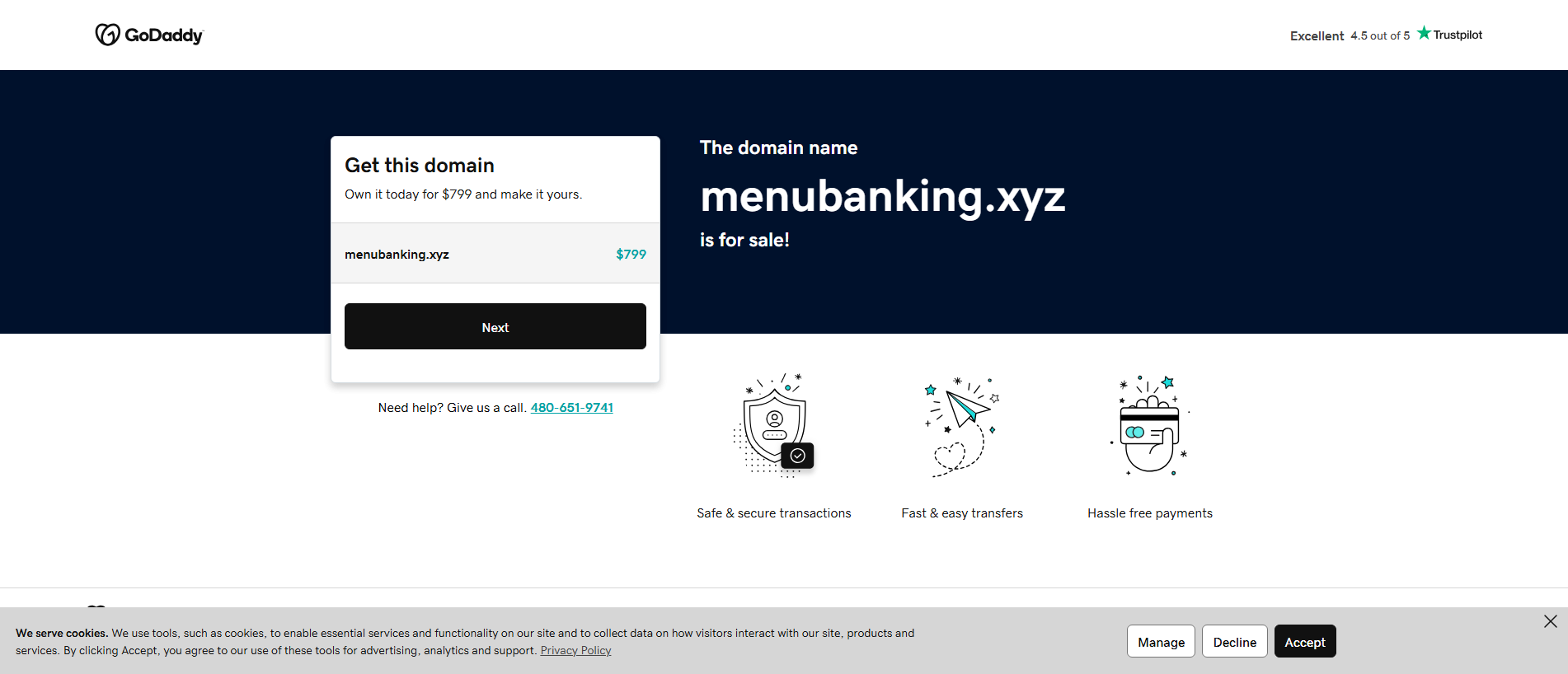 Forensic screenshot of menubanking.xyz showing the phishing page layout