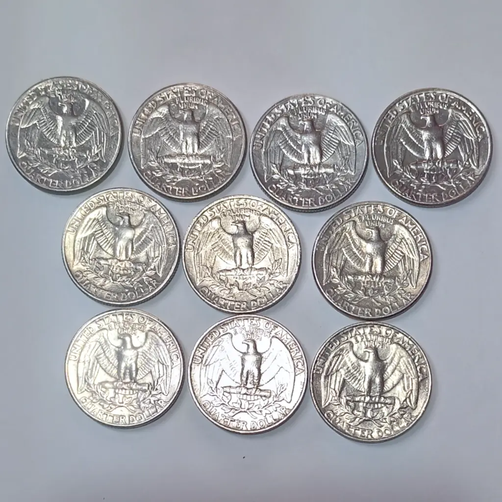Lote com 10 Moedas Quarter Dollar EUA 1980 a 1989 – Série Completa – BC/MBC - Foto 4