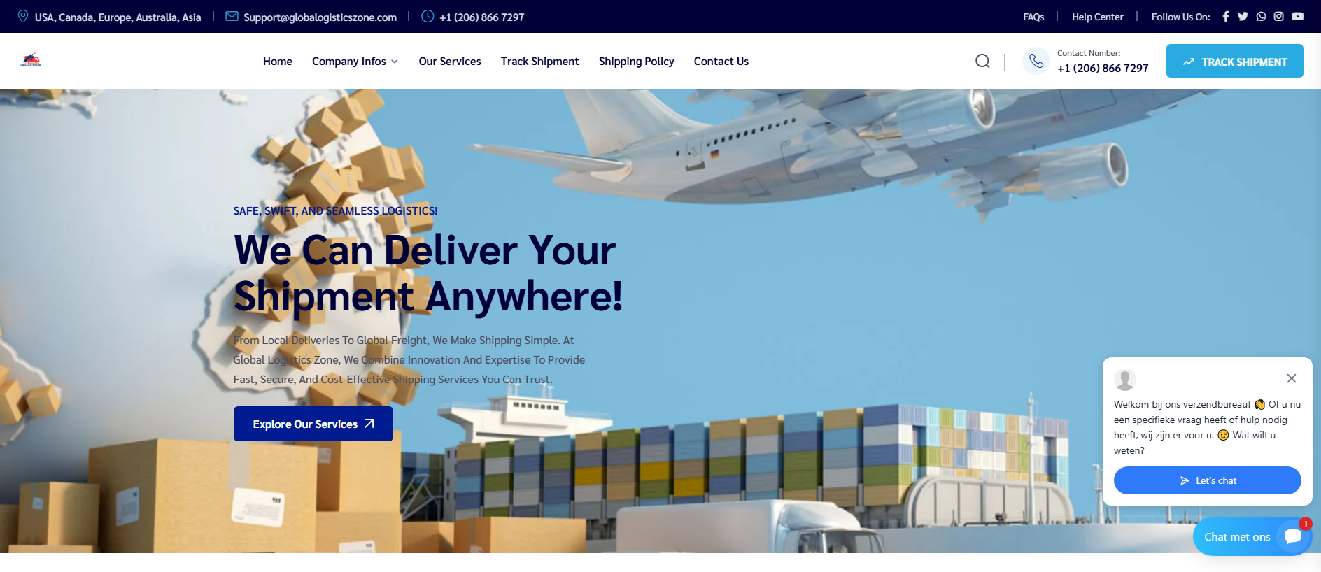 Screenshot of globalogisticszone.com