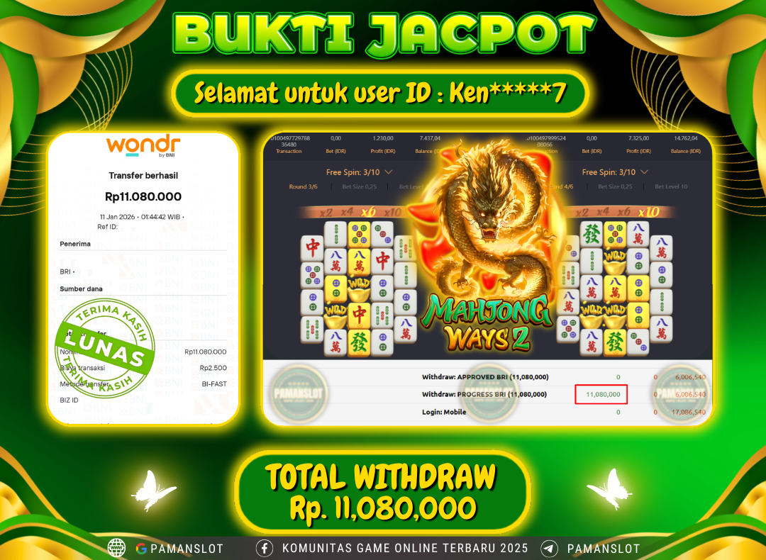 PAMANSLOT JACKPOT Game PG - Mahjong Ways 2 Rp.11,080,000- LUNAS