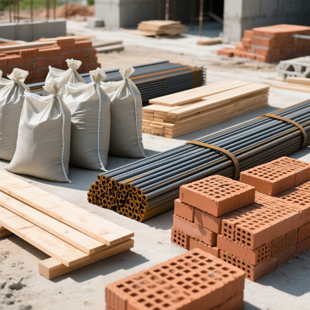 Essential Building Materials - Cement, Steel TMT Bars, Wood and Bricks