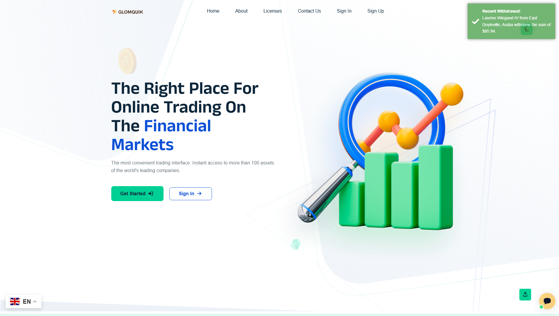 Screenshot of glomquik.com