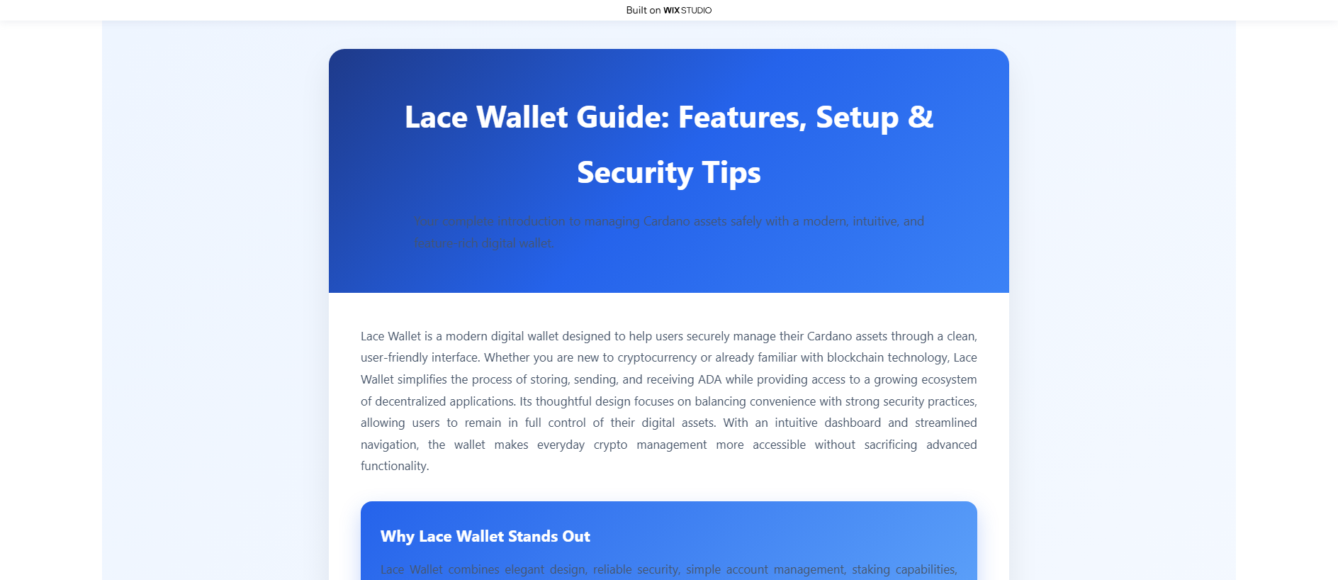 Forensic screenshot of homepage-io-lacecdn.wixstudio.com showing the phishing page layout