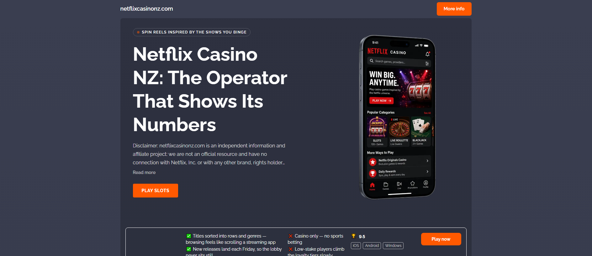 Stored capture of netflixcasinonz.com
