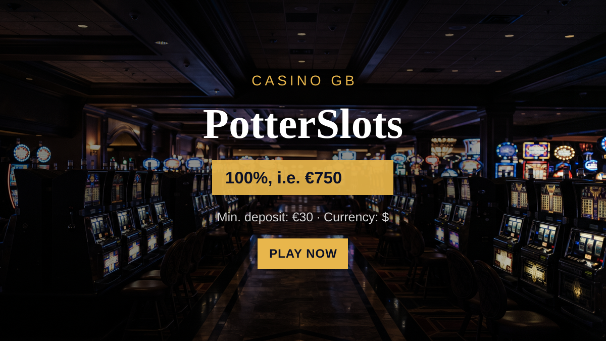 PotterSlots casino — welcome bonus 100%, i.e. €750 + 100 FS, payments: Visa, Mastercard, Skrill, Neteller, Paysafecard