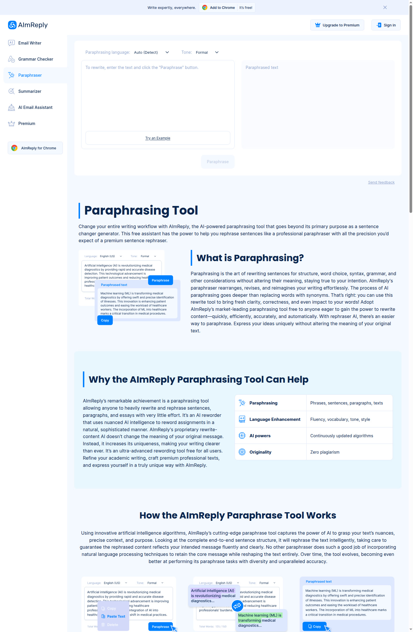 AImReply Paraphrasing Tool