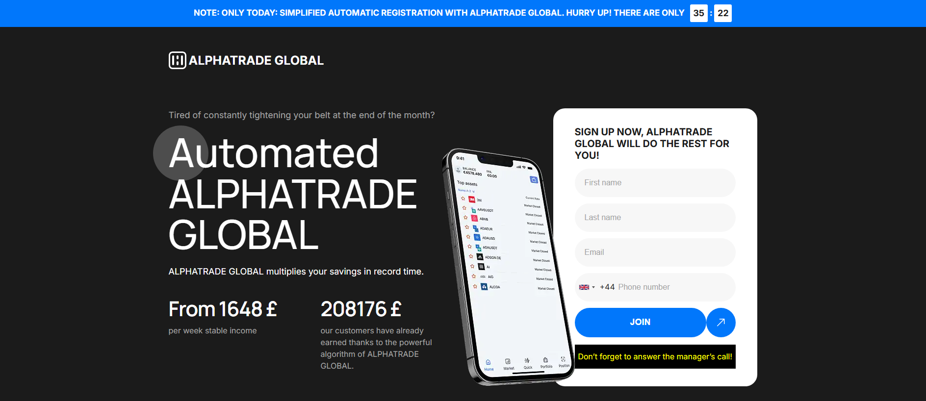 Stored capture of alphatradeglobal.net
