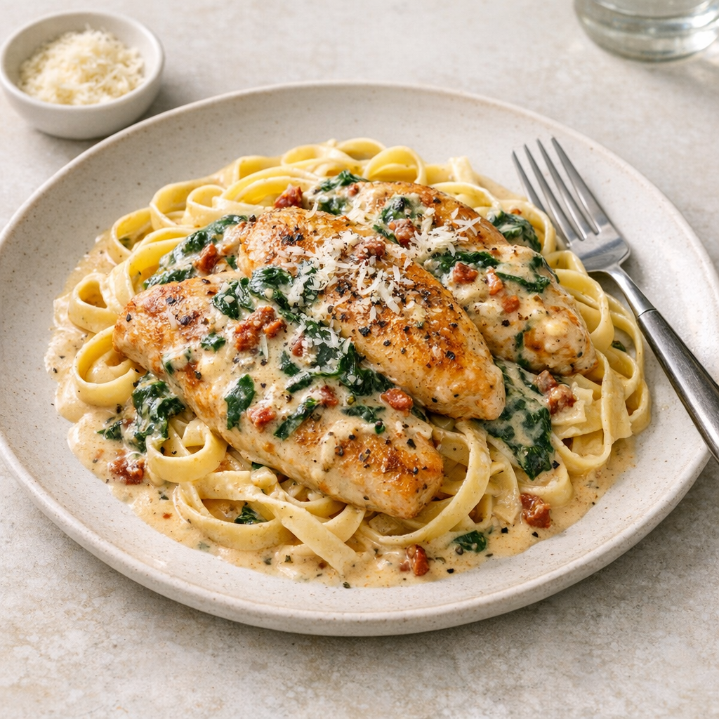 Creamy Tuscan Chicken with Spinach tips and variations