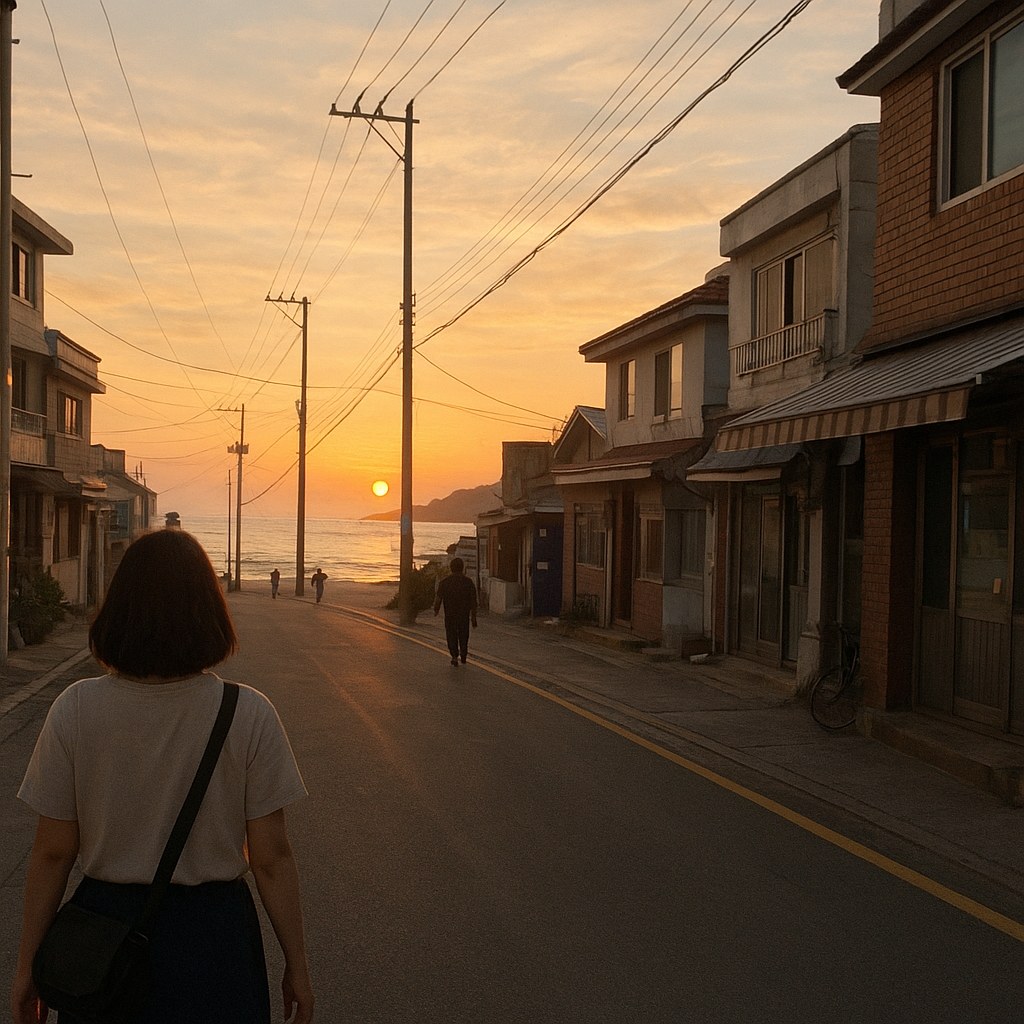 korea beach town street
