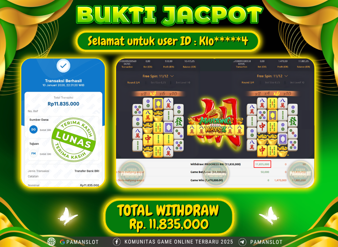 PAMANSLOT JACKPOT Game PG - Mahjong Ways 2 Rp.11,835,0000- LUNAS