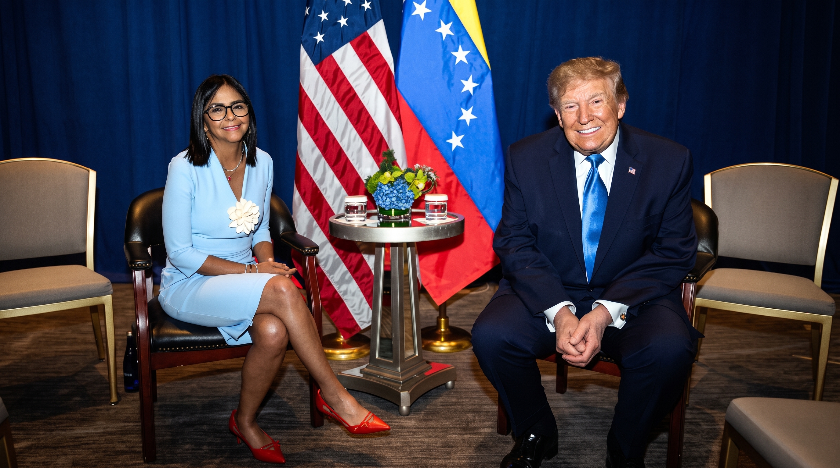 Delcy Rodríguez y Donald Trump