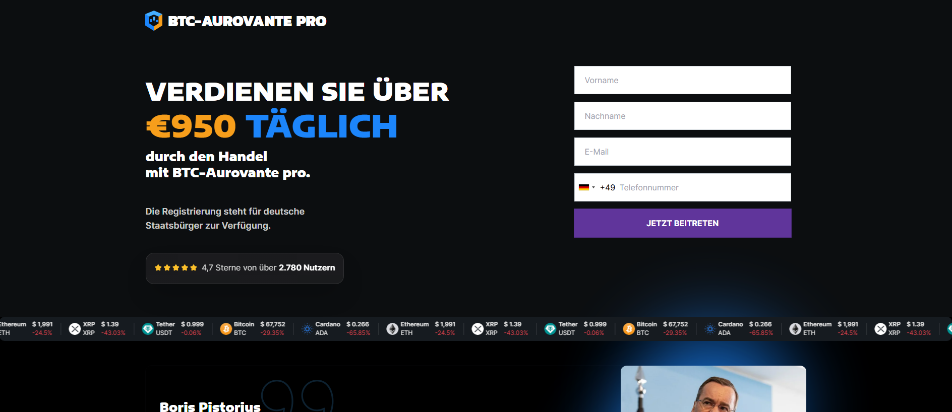 Gespeicherte Aufnahme von btcaurovantepro.com
