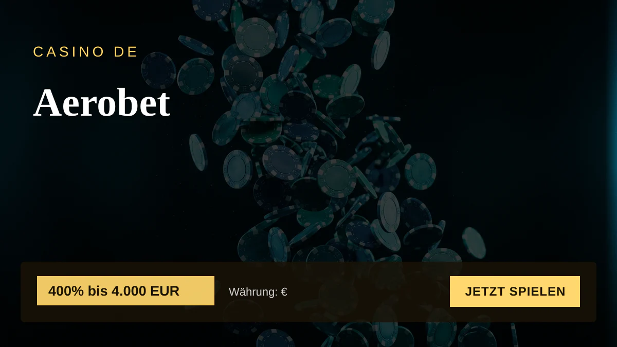 Aerobet Casino — Willkommensbonus 400% bis 4.000 EUR + 200 FS, Zahlungen: Visa, Mastercard, Skrill, Neteller, Paysafecard