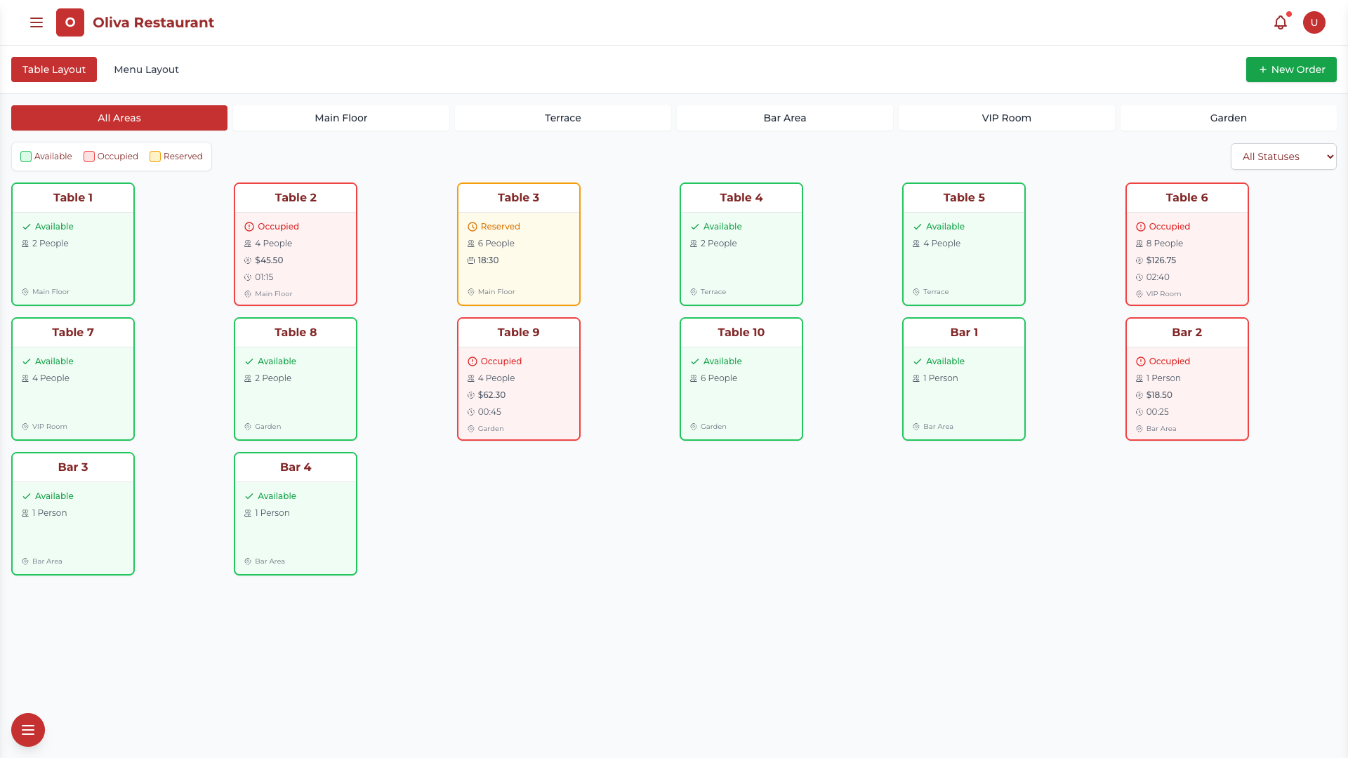 Oliva POS desktop view