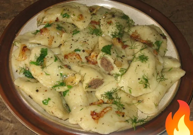 Постер Картофельные вареники с куриной печенью