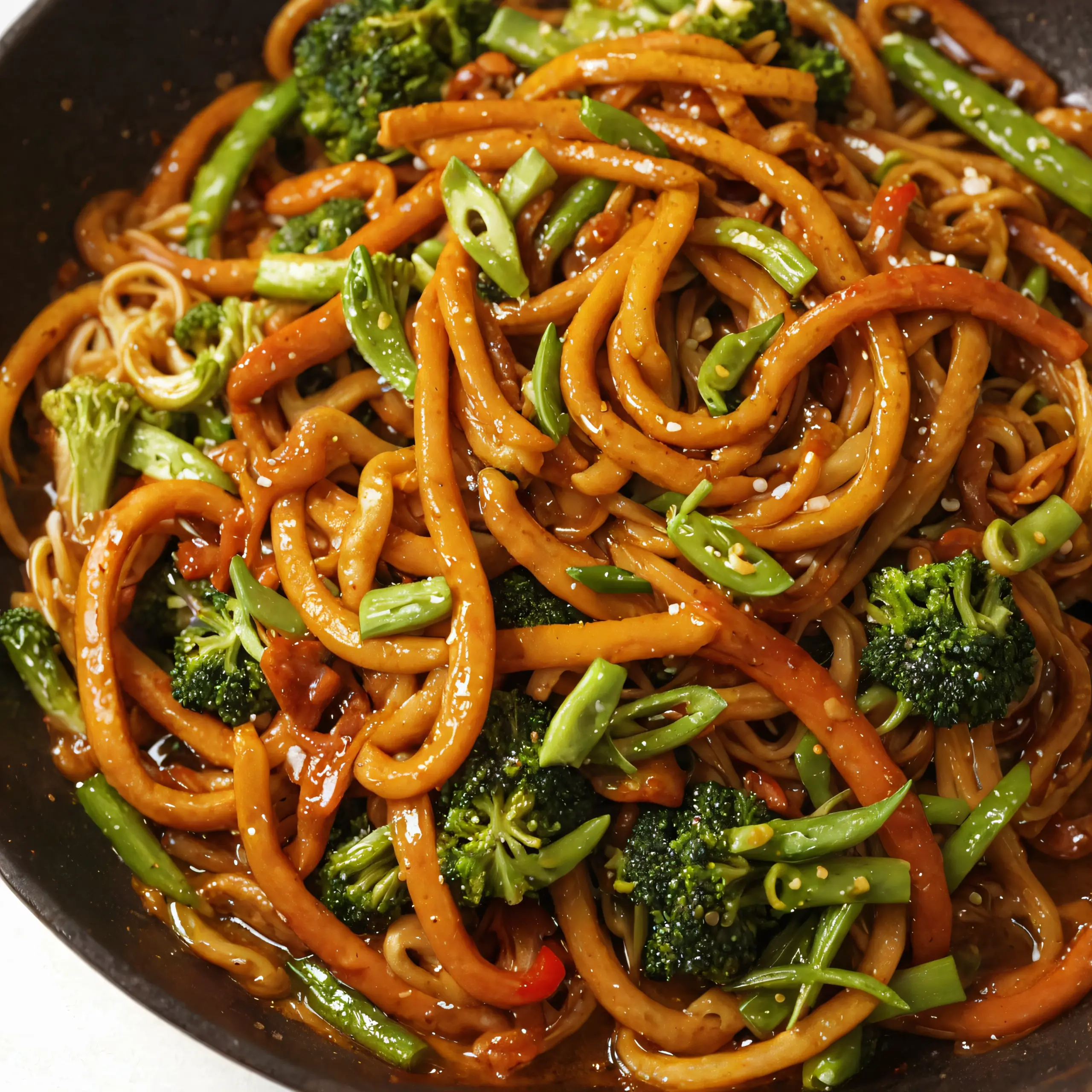 Spicy Udon Noodle Stir-Fry Dish