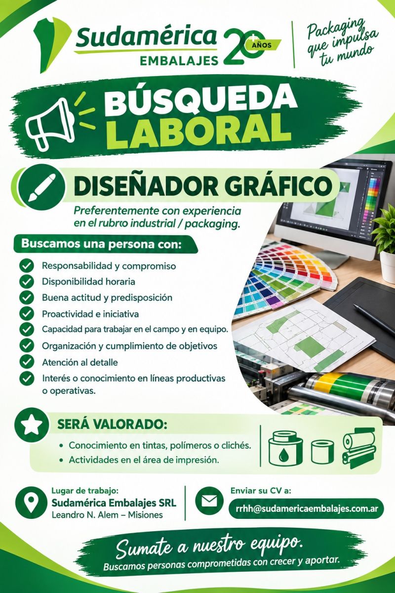 Se Busca Diseñador Grafico en Leandro N. Alem