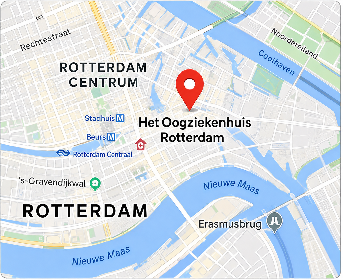 Kaart van Rotterdam en Het Oogziekenhuis