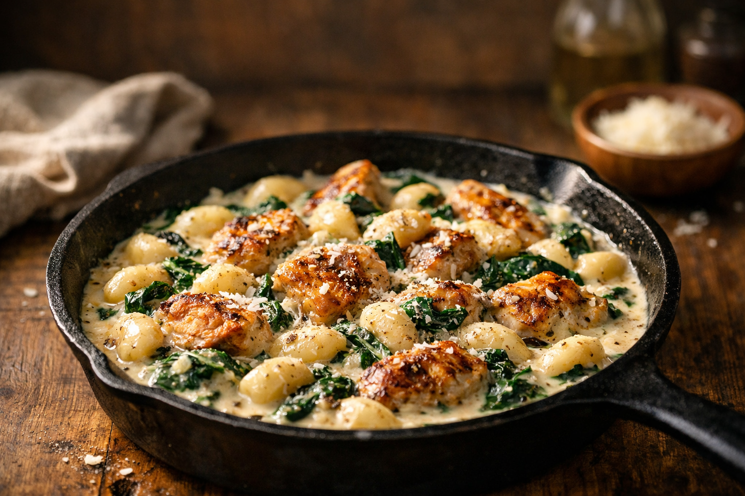 Creamy Chicken Gnocchi Skillet (One-Pan Dinner) Pinterest image