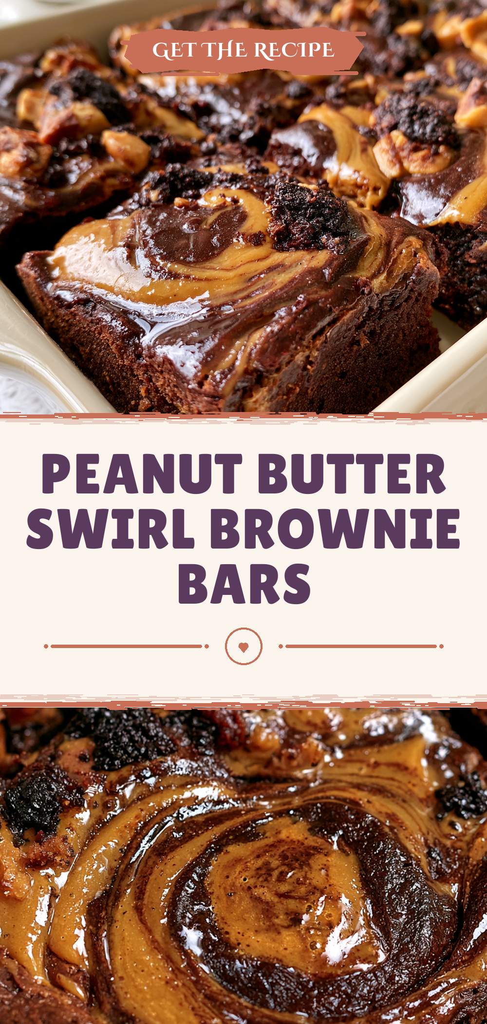 Pinterest graphic for Peanut Butter Swirl Brownie Bars