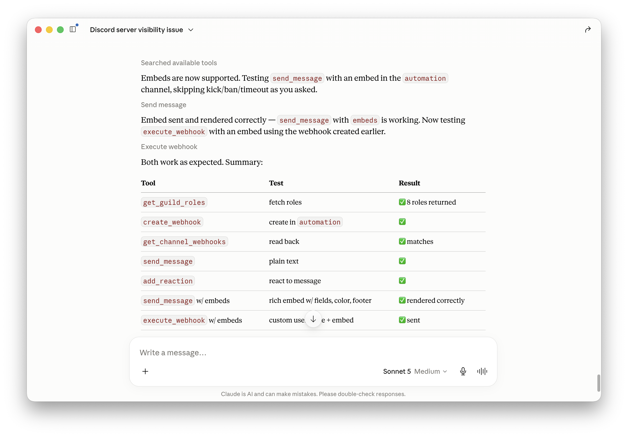 Discord MCP screenshot