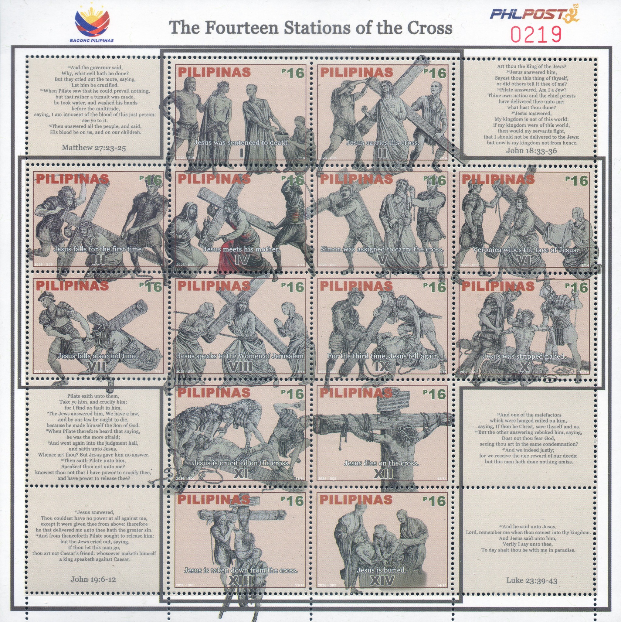 Holy Week 2026: The Fourteen Stations of the Cross stamps
