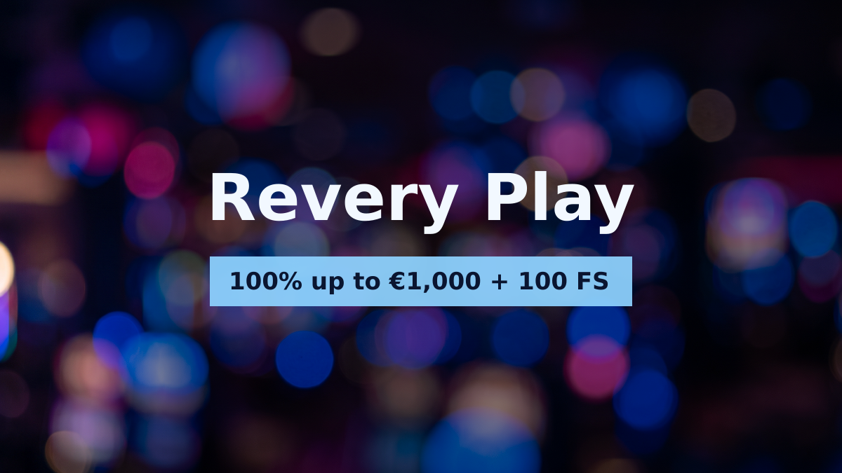 Revery Play casino — welcome bonus 100% up to €1,000 + 100 FS, payments: Visa, Mastercard, Apple Pay, Google Pay, USDT
