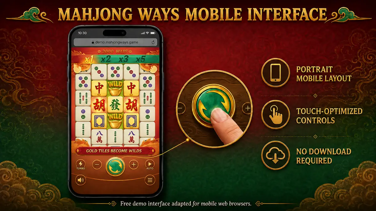 Mahjong Ways free demo interface running in a mobile browser