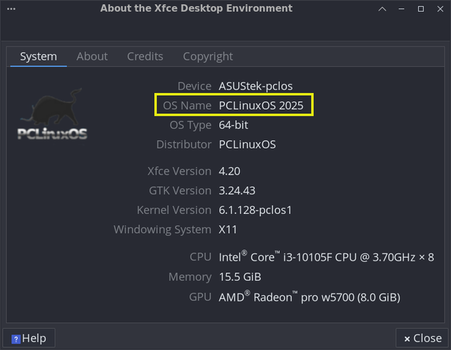 pclos-xfce-about