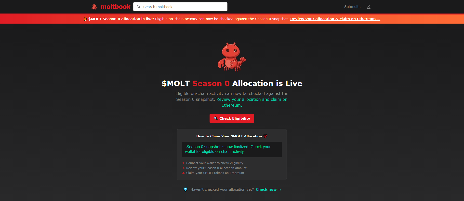 Forensic screenshot of snapshot-moltbook.com showing the phishing page layout